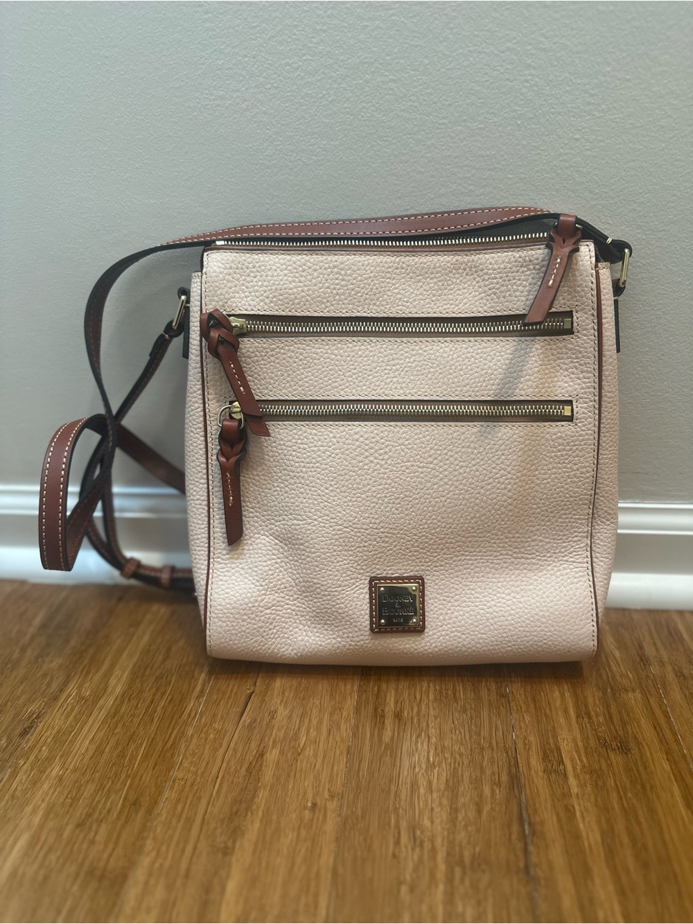 Dooney & Bourke Large Peyton Triple Zip Crossbody – Blush Pink – Brand New